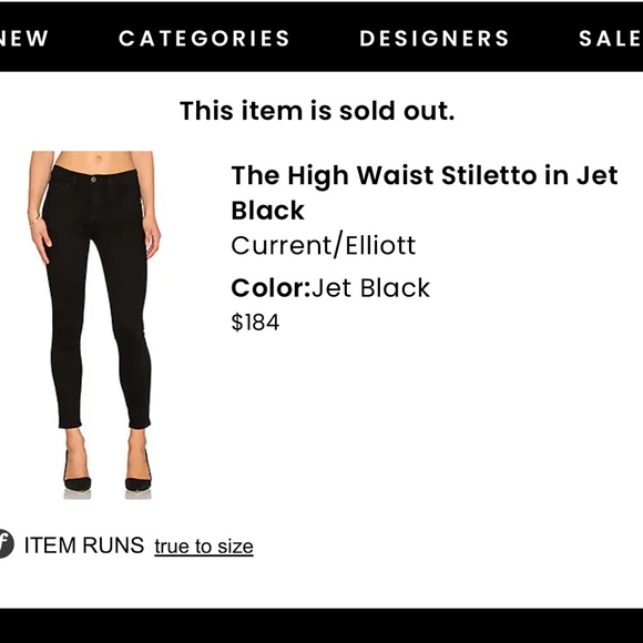 $184 Current / Elliot The High Waist Stiletto in Jet Black size 30 REVOLVE - Picture 4 of 8